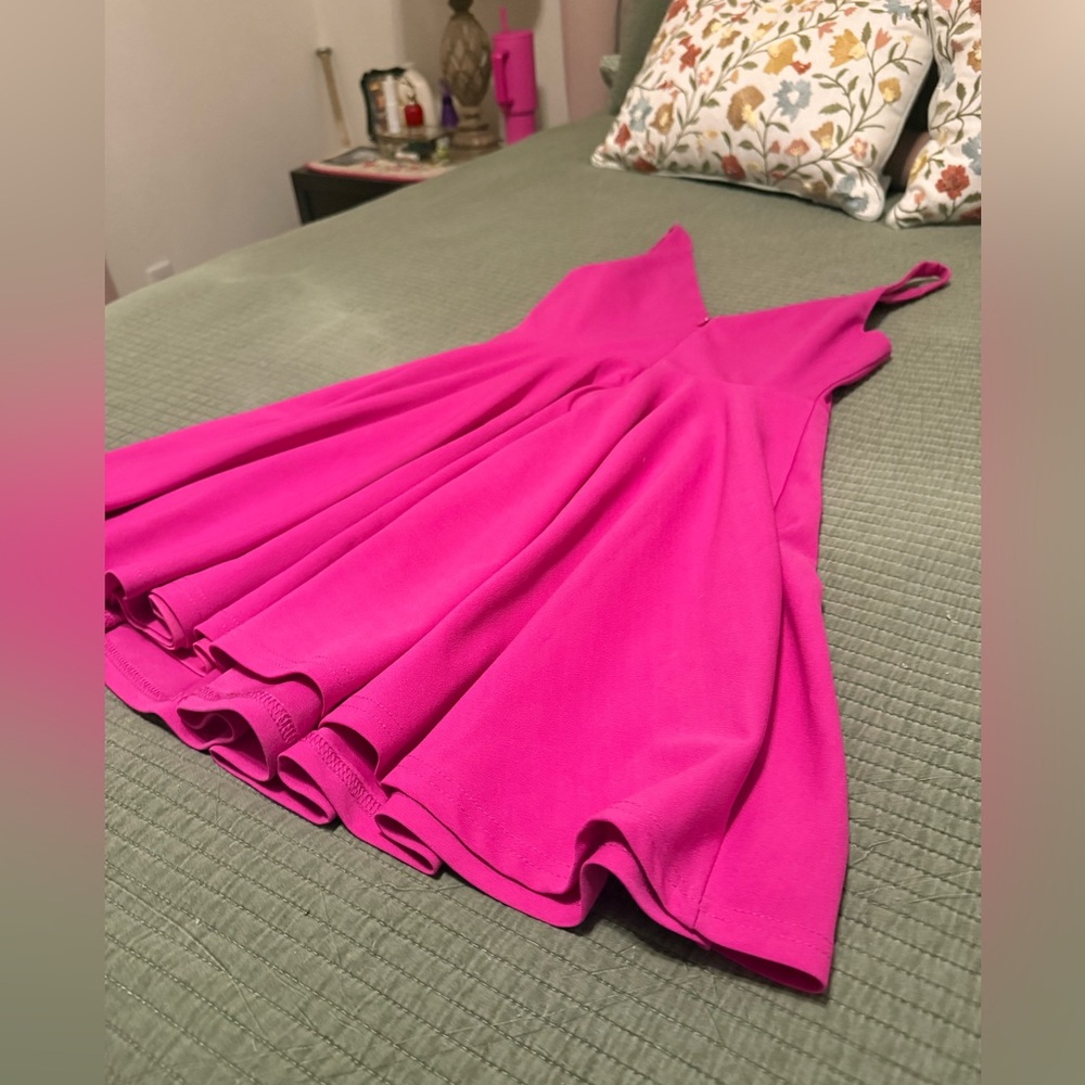 Lulu’s Darling Delight Fuchsia Skater Dress - Picture 13 of 15